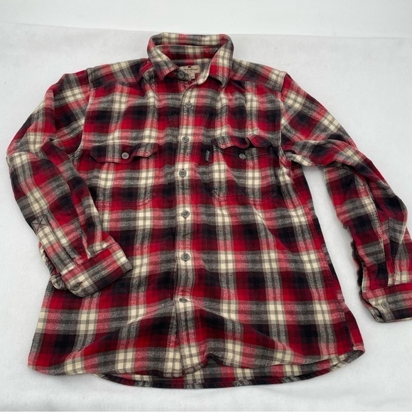 WOOLRICH Men’s Heavy duty Button Up Flannel Red/Grey size: Medium - Picture 1 of 8